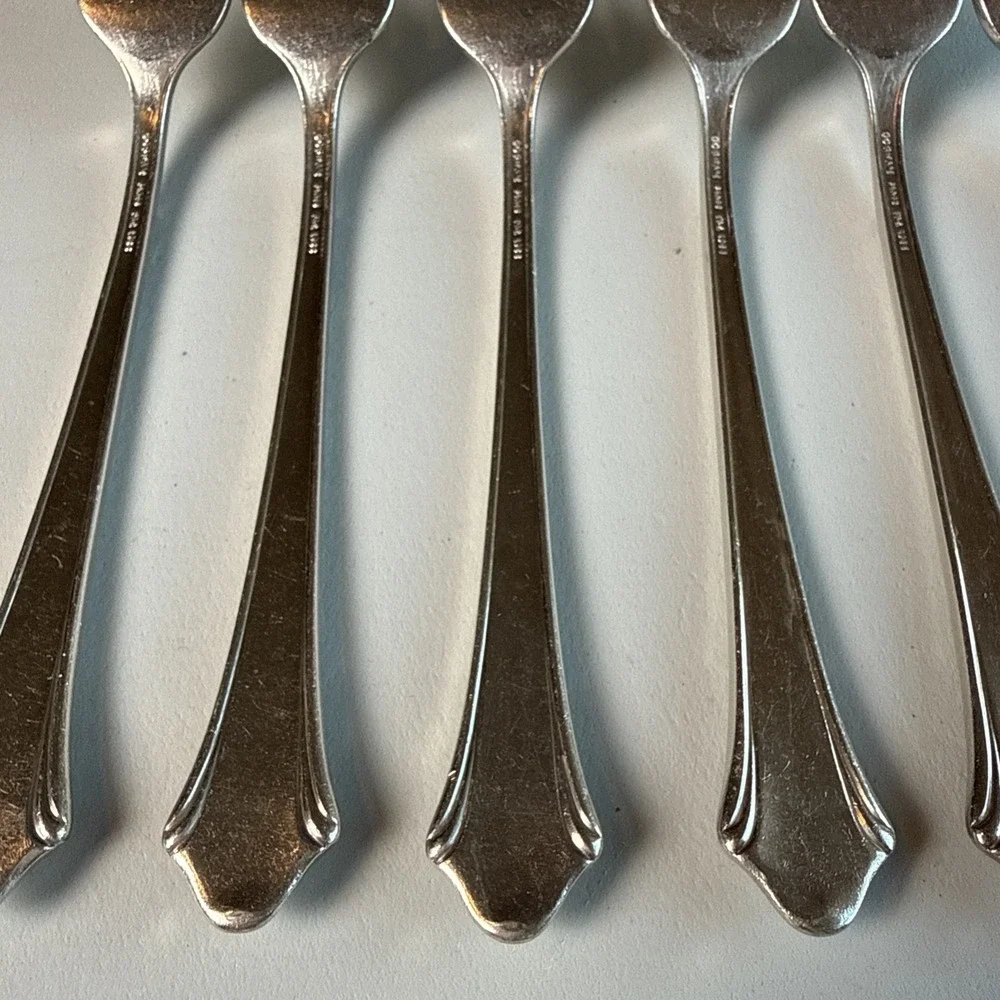 Gorham Flatware Lady Caroline Silver Plate 6 Dinner Forks 1933 Fan Tip Classic